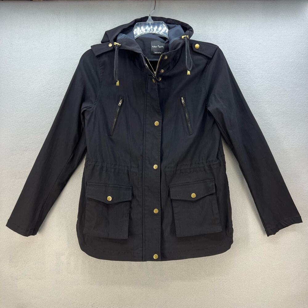 Eden Society Jacket Women's L Black Hooded Cargo Jacket Normcore Outdoors